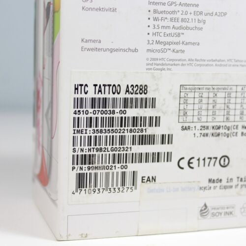 Rare Vintage HTC Tattoo A3288 Phone White In Box Complete 2009 Vodafone