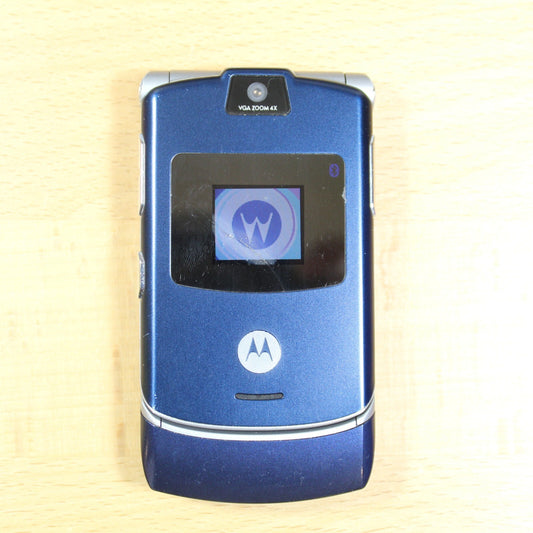 Vintage Motorola RAZR V3 AT&T Blue Cell Phone For Parts Untested #119