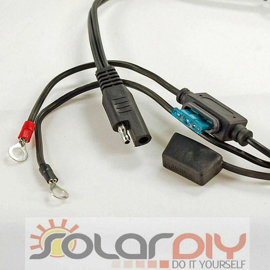 SAE 12V Battery Hookup 16 AWG DC Solar Auto Power Trailer Plug Cable 15 amp fuse
