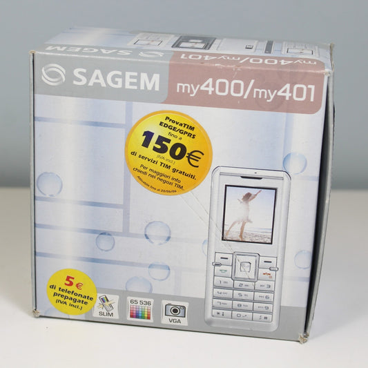 Vintage Rare SAGEM my400X Phone Black International Italian In Box Complete