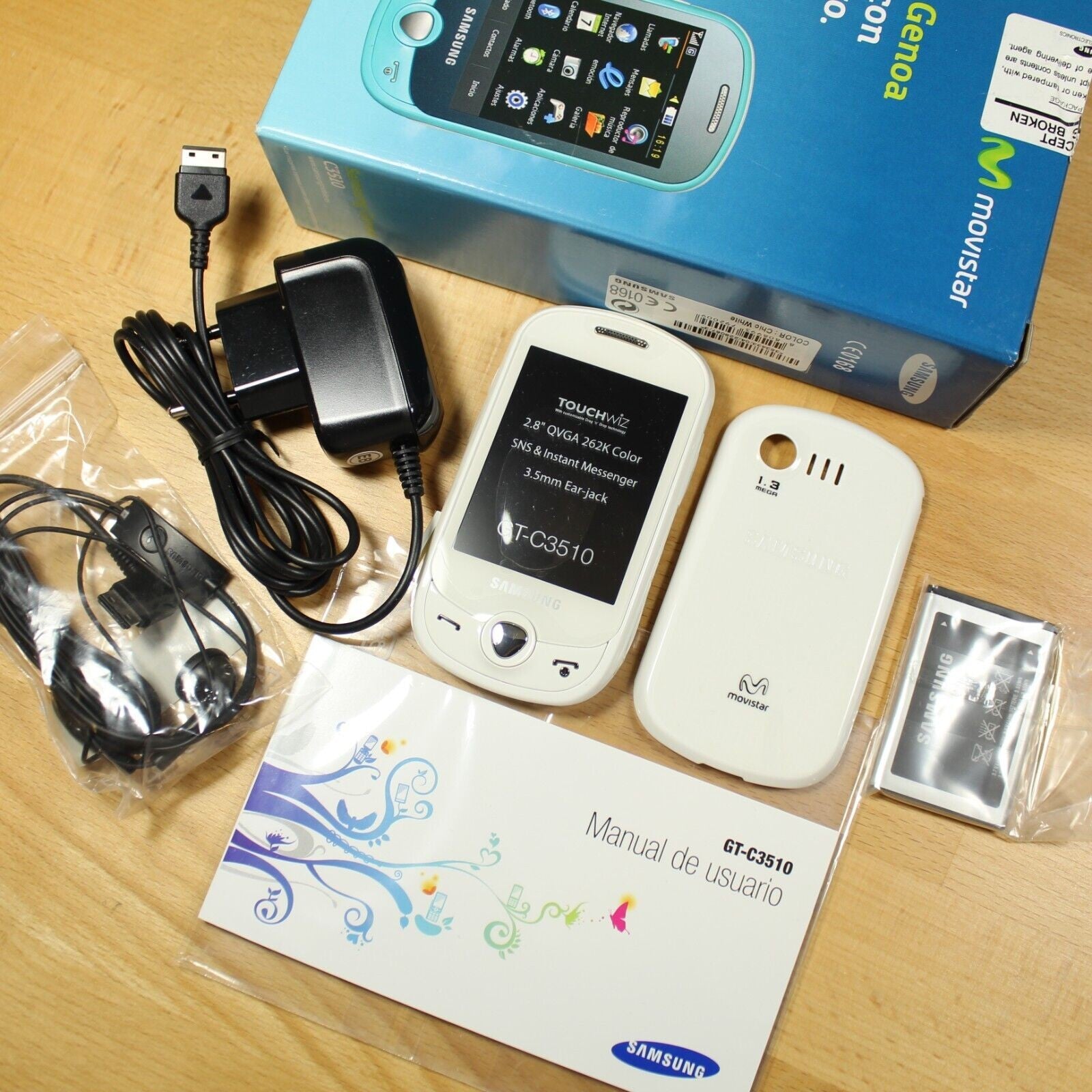 Vintage Samsung GT-C3510 Genoa MoviStar White Phone New In Box International