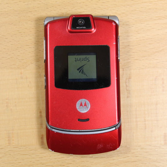 Motorola RAZR V3 Sprint Cell Phone Red Good #154