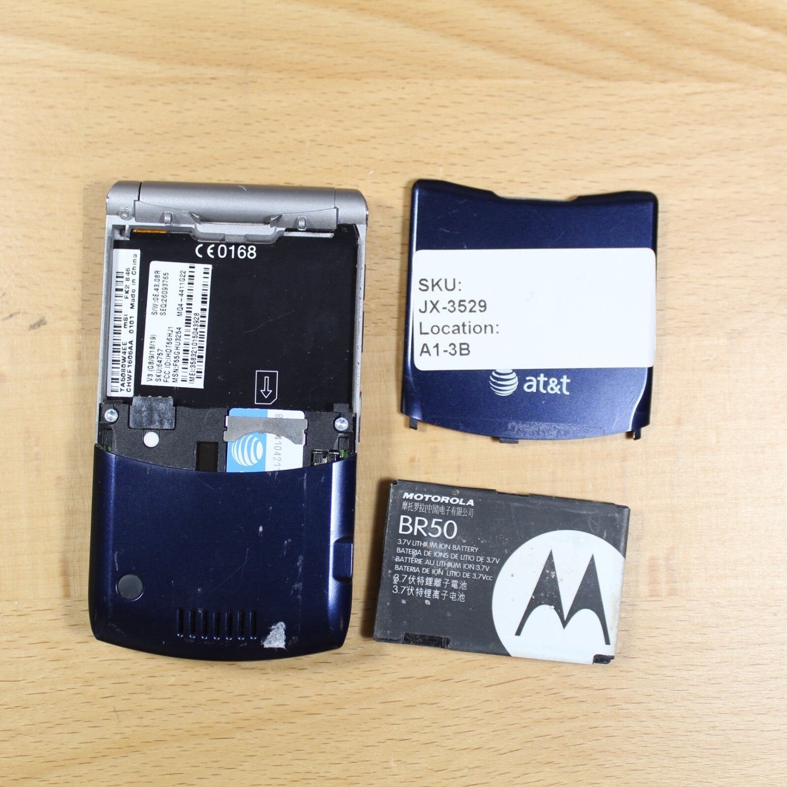 Vintage Motorola RAZR V3 AT&T Blue Cell Phone For Parts Untested #119