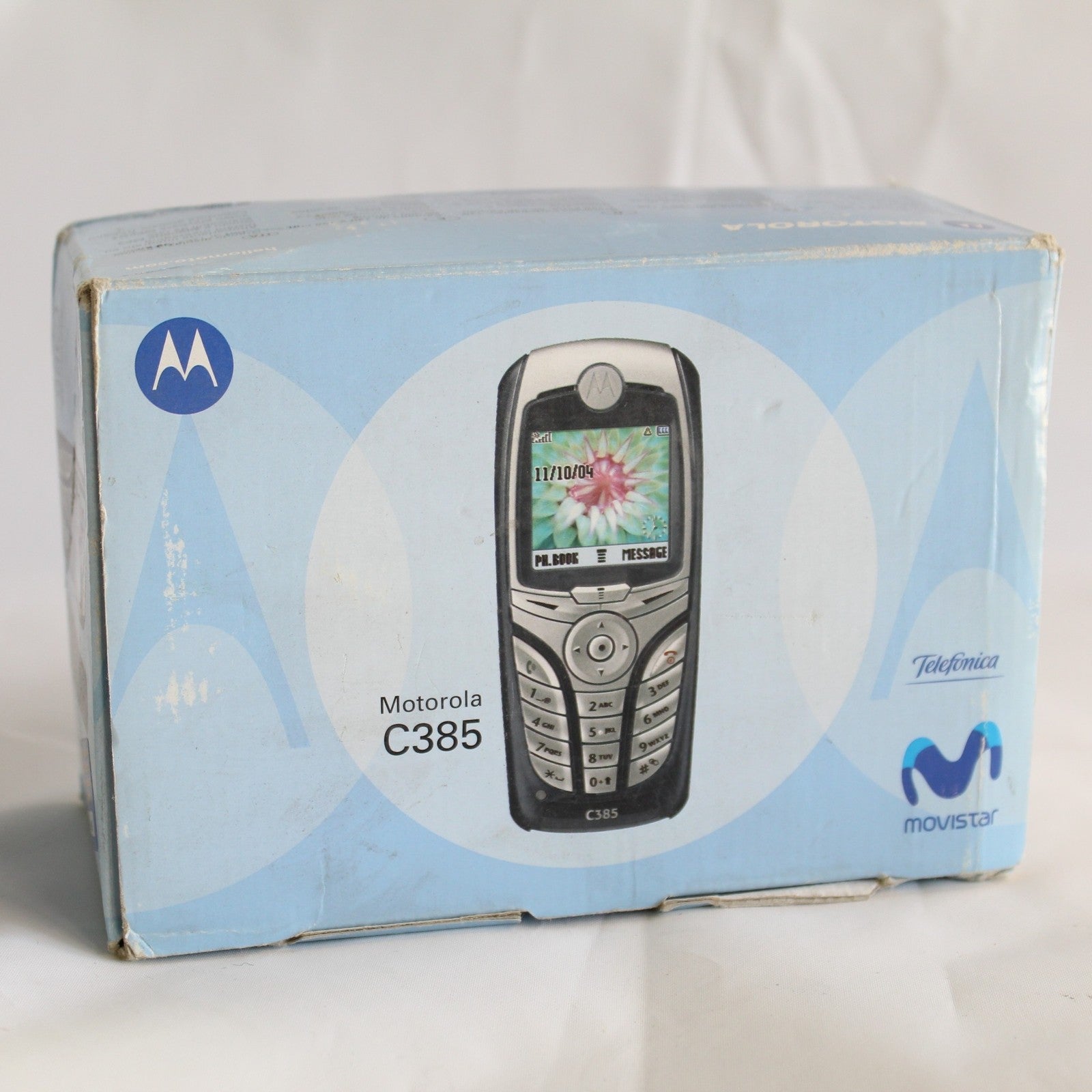 Rare Vintage Motorola C385 Movistar Black Phone International In Box Bundle