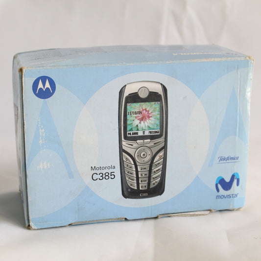 Rare Vintage Motorola C385 Movistar Black Phone International In Box Bundle