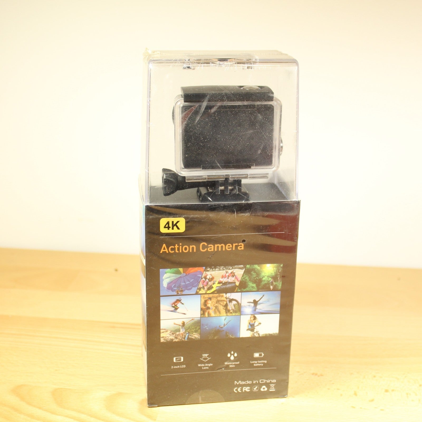 4K Action Camera 24MP Waterproof 30M 170 Degree Angle 2" Screen WiFi Connection