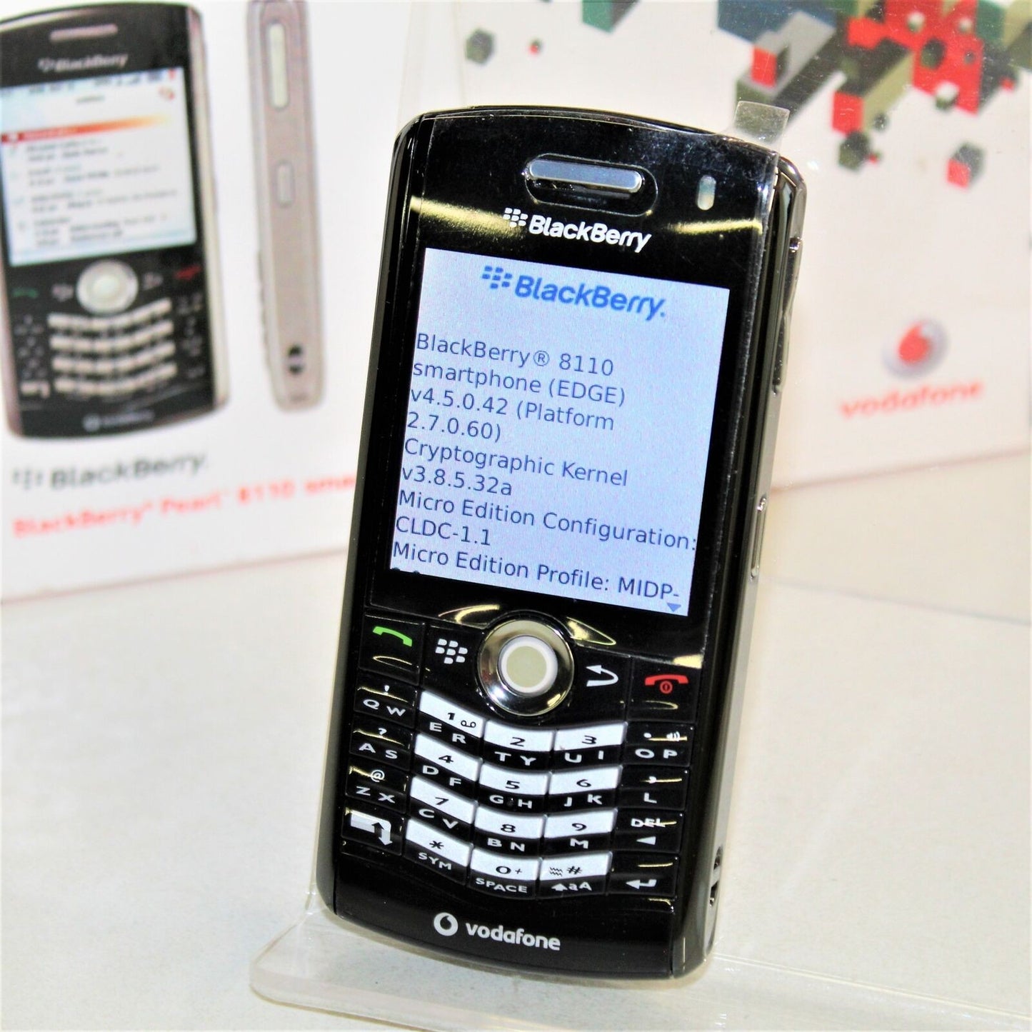 Rare Vintage Blackberry Pearl 8110 Vodafone Phone Black In Box