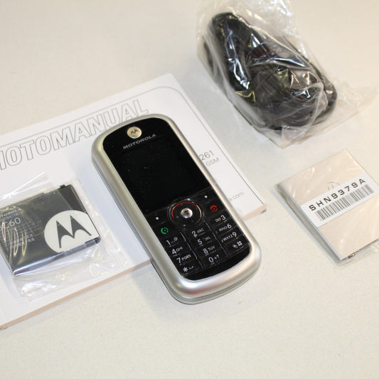 Rare Vintage Motorola C261 Rare Vintage Cell Phone Silver GSM In Box Complete