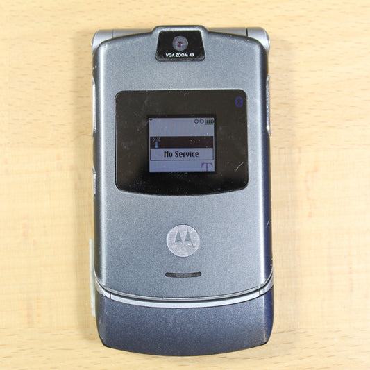 Vintage Motorola RAZR V3 T-Mobile Gray Cell Phone Good #124