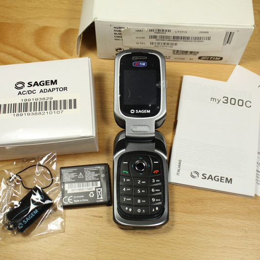 Rare Vintage Sagem my300C TIM Phone Black International Italian In Box Collect