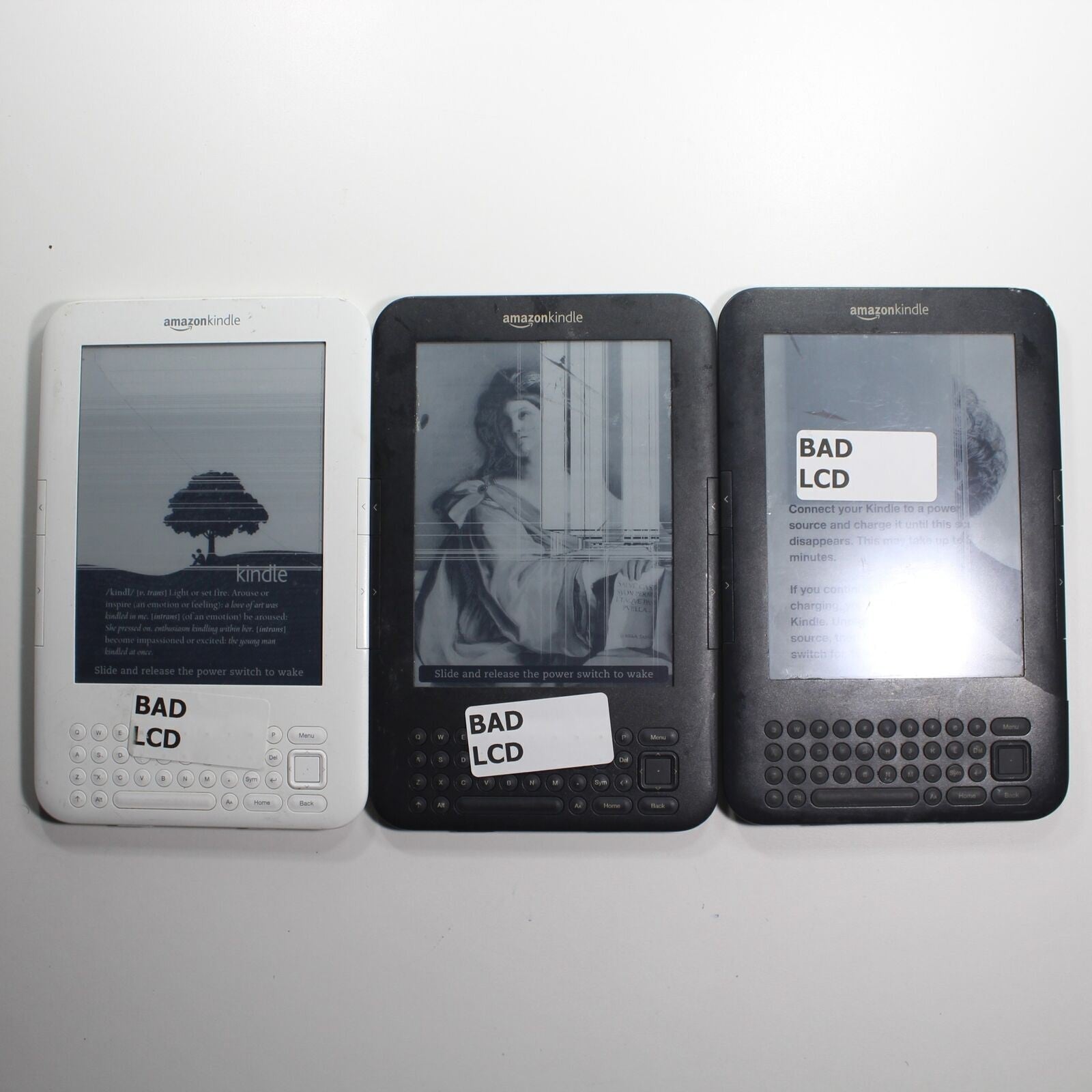 Amazon Kindle 3 D00901 Bad LCD For Parts or Repair Lot of 3 Gold Recovery