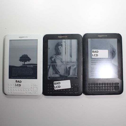 Amazon Kindle 3 D00901 Bad LCD For Parts or Repair Lot of 3 Gold Recovery