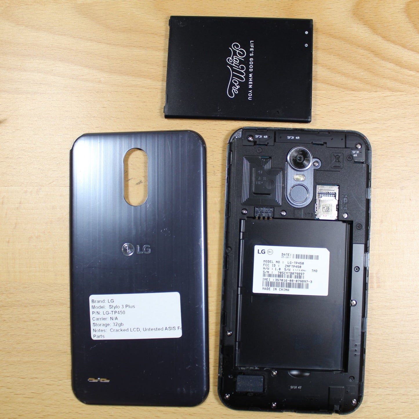LG Stylo 3 Plus TP450 32GB Smartphone Gray For Parts #263