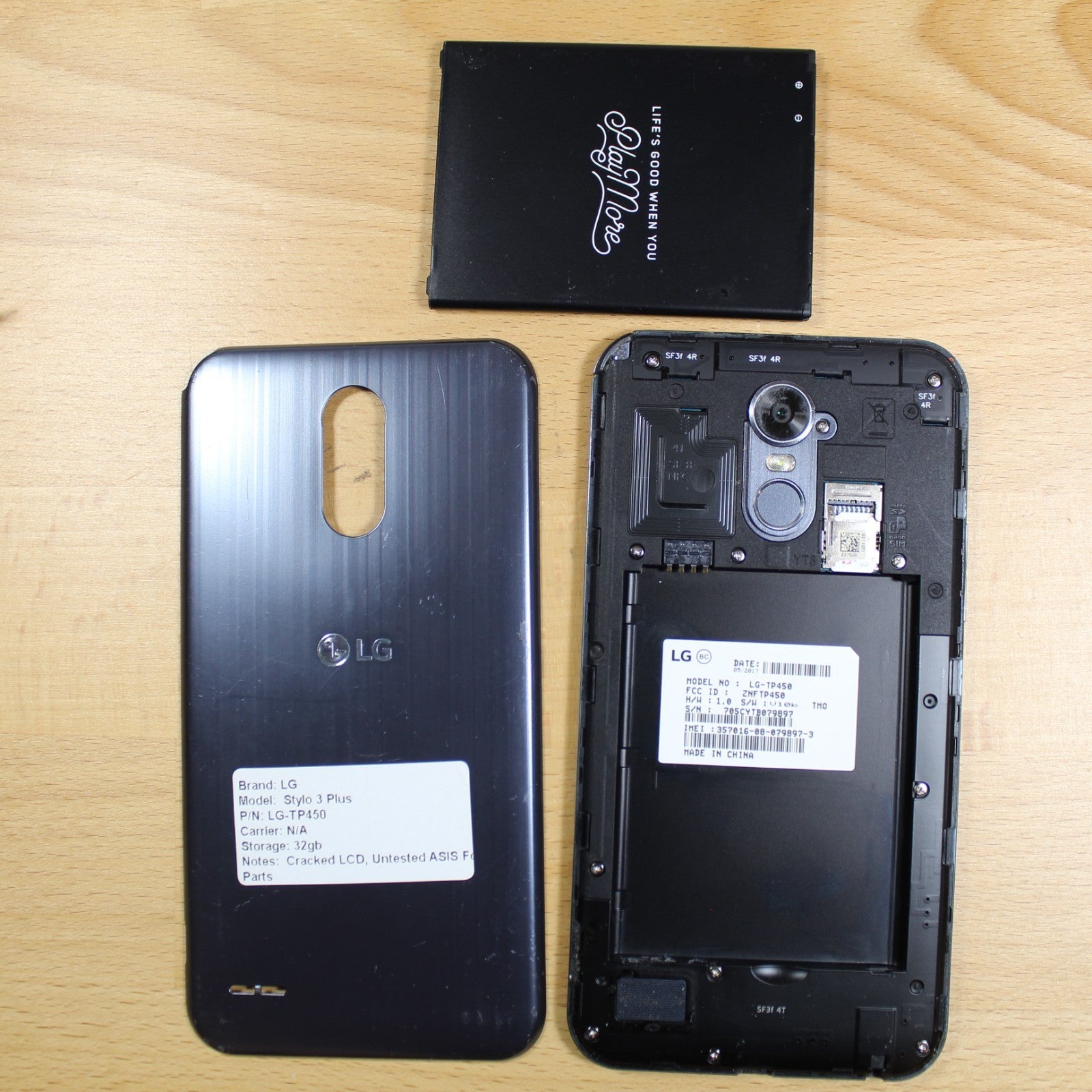 LG Stylo 3 Plus TP450 32GB Smartphone Gray For Parts #263