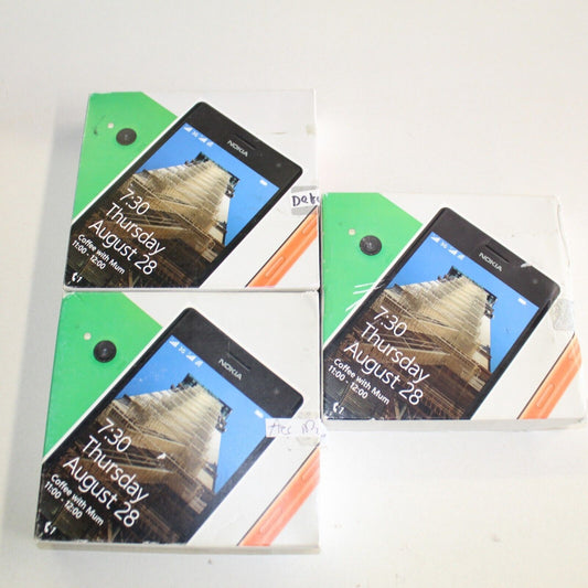 3 Vintage Nokia Lumia 730 Dual SIM Phone 4G Black ASIS Broken For Parts