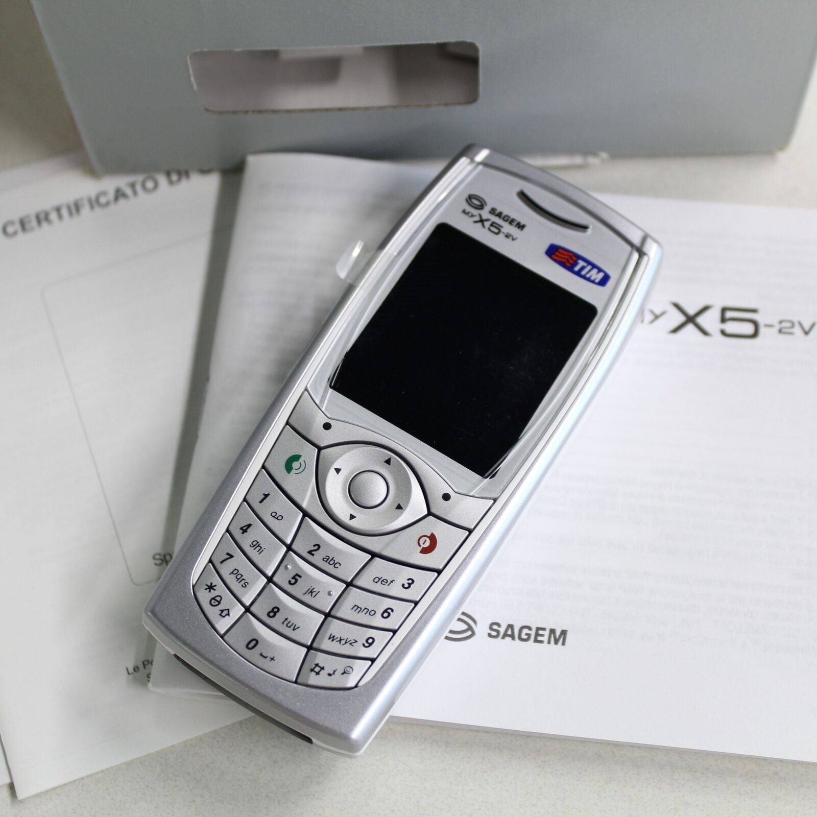 Rare Vintage SAGEM myX5-2v TIM Phone Silver International In Box Collectible