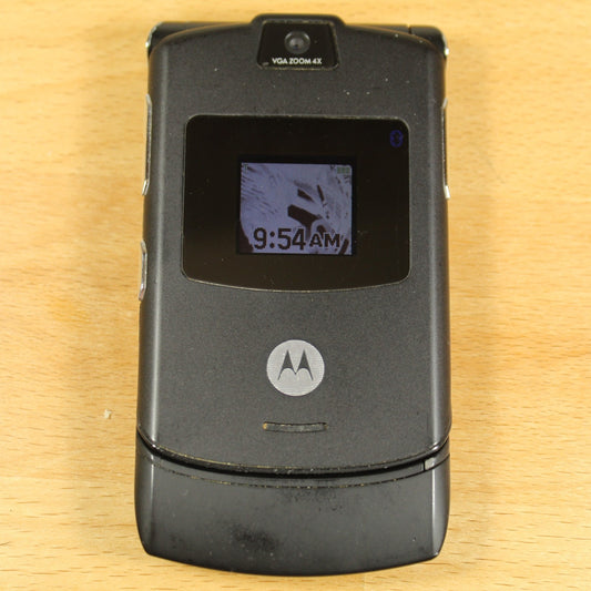 Rare Motorola RAZR V3 AT&T Camera Flip Phone Black Vintage Collector Piece
