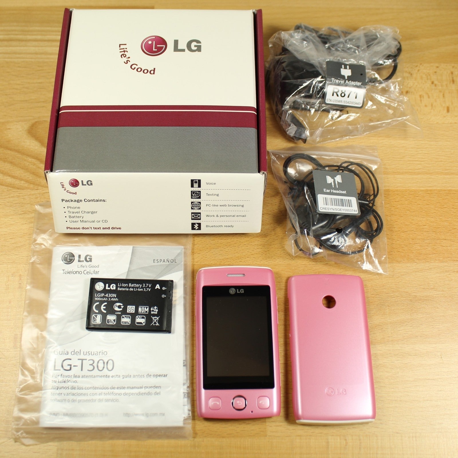 Rare Vintage LG Cookie Lite T300 Movistar Pink Smartphone Includes Games