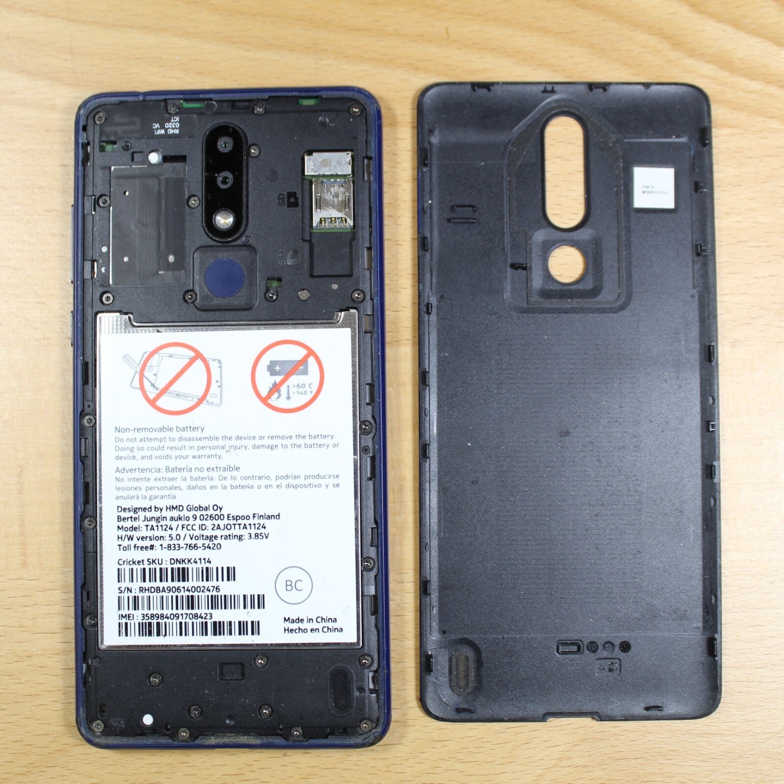 Nokia 3.1 Plus TA-1124 Blue Cricket Smartphone For Parts Untested #189