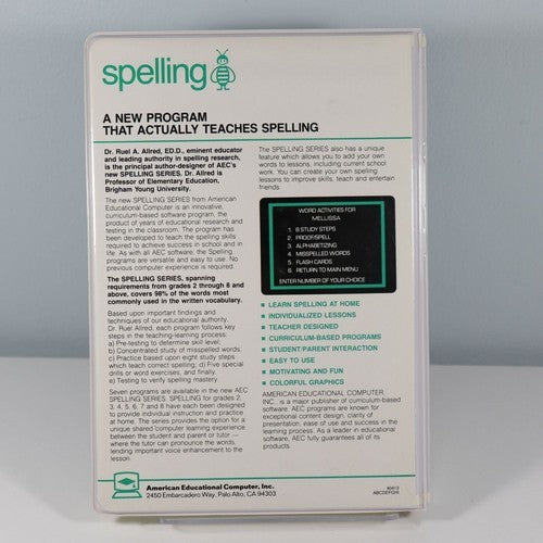 Vintage IBM PC & PC Jr Spelling Grade 7 American Educational Computer Excellent