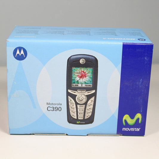Rare Vintage Motorola C390 MoviStar Phone Blue International In Box Collectible