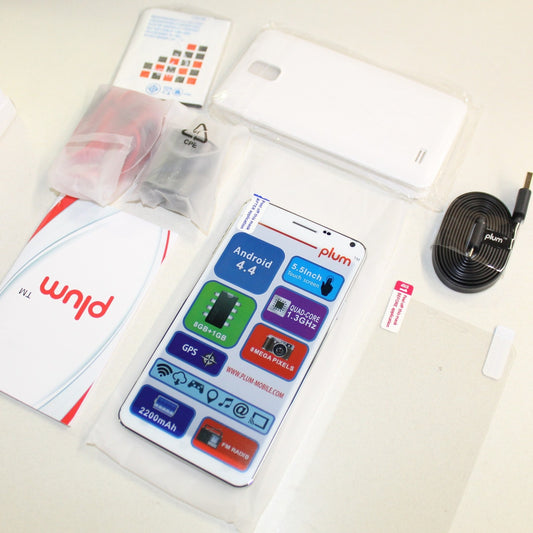 Kids Play Phone PLUM Pilot Plus Z550 Unlocked Smartphone White 8GB In Box