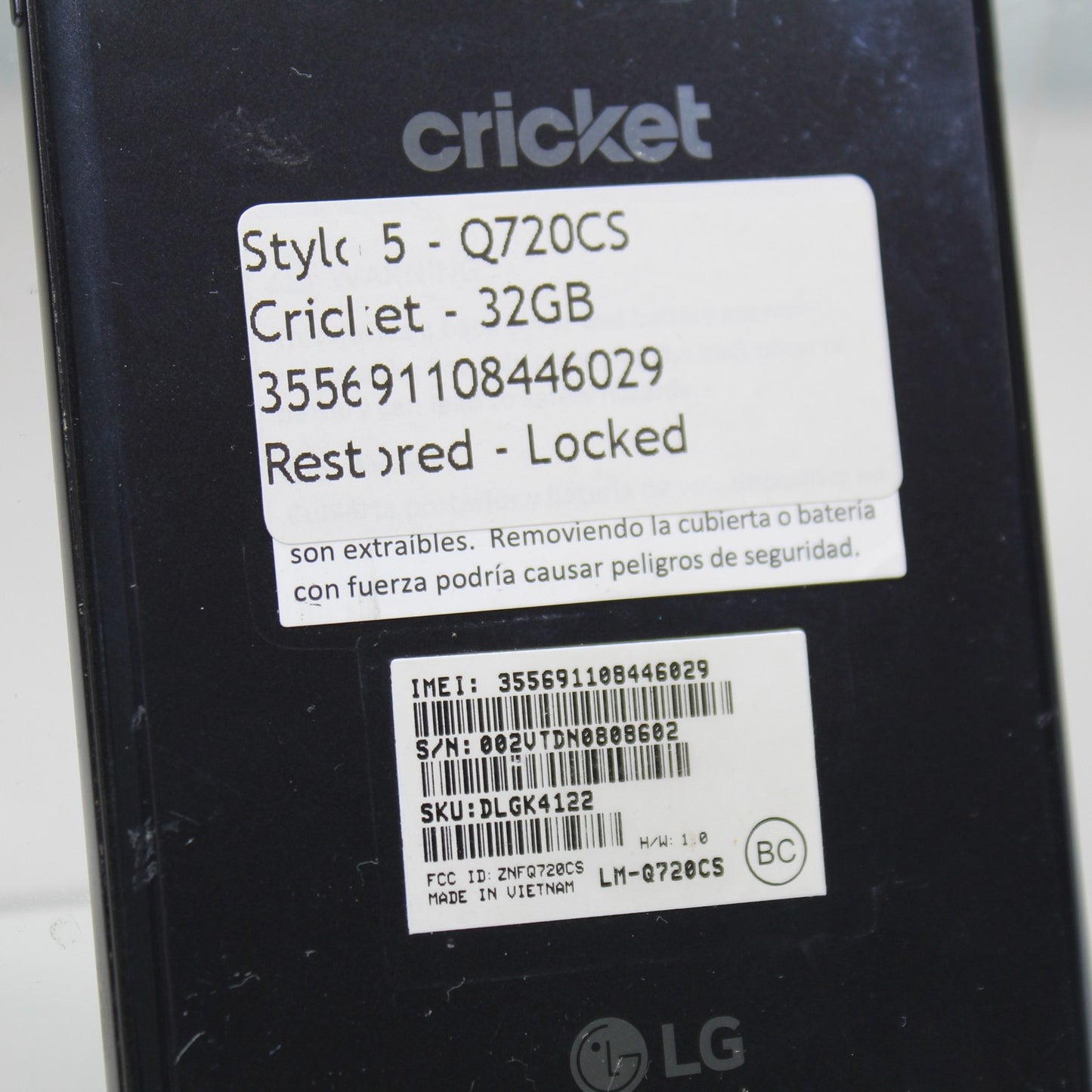 LG Stylo 5 Q720CS Cricket Smartphone 4G LTE 32GB Black ASIS For Parts