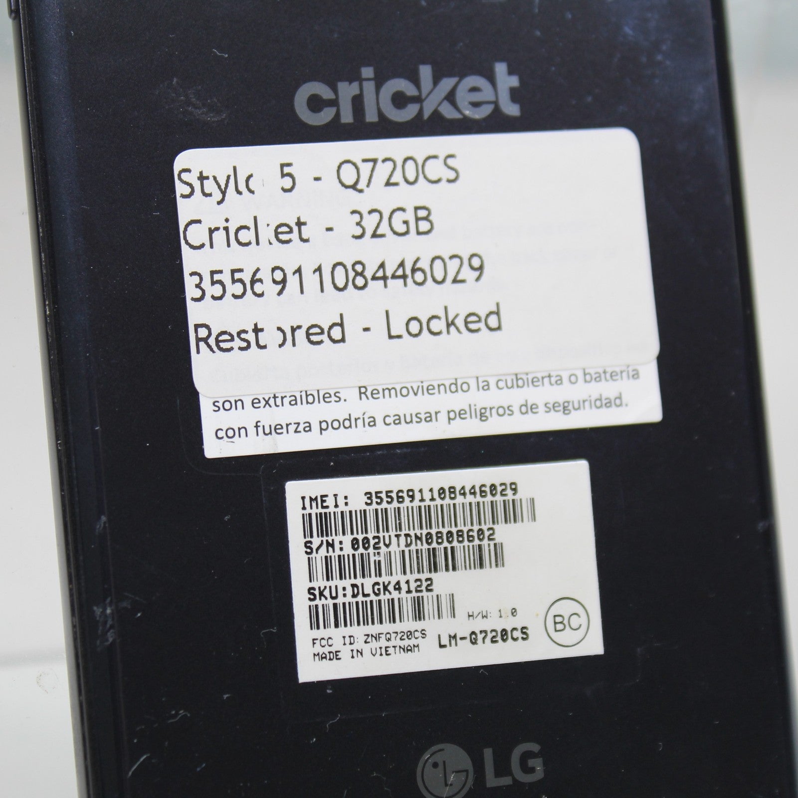 LG Stylo 5 Q720CS Cricket Smartphone 4G LTE 32GB Black ASIS For Parts