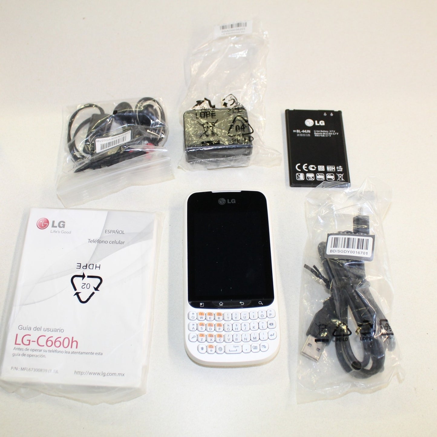 Rare Vintage LG Optimus Pro C660h Movistar White Phone International In Box