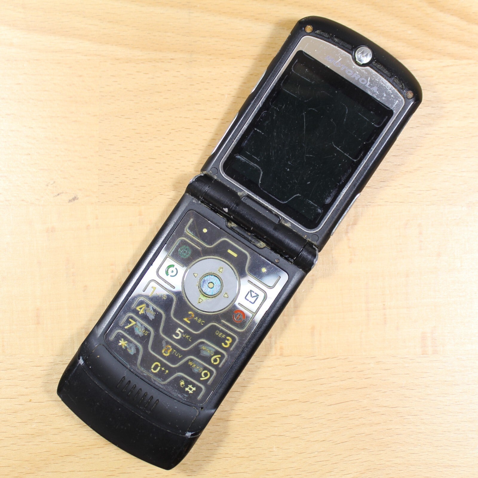Vintage Motorola RAZR V3 AT&T Black Cell Phone Untested For Parts