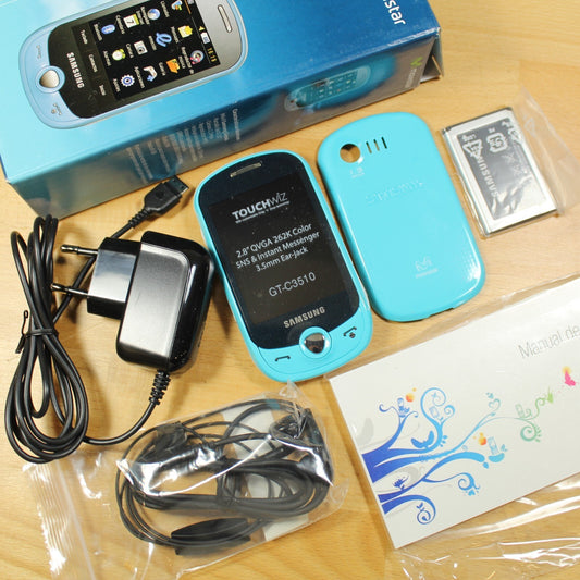 Rare Vintage Samsung GT-C3510 Genoa Sky Blue Smartphone GSM Movistar In Box