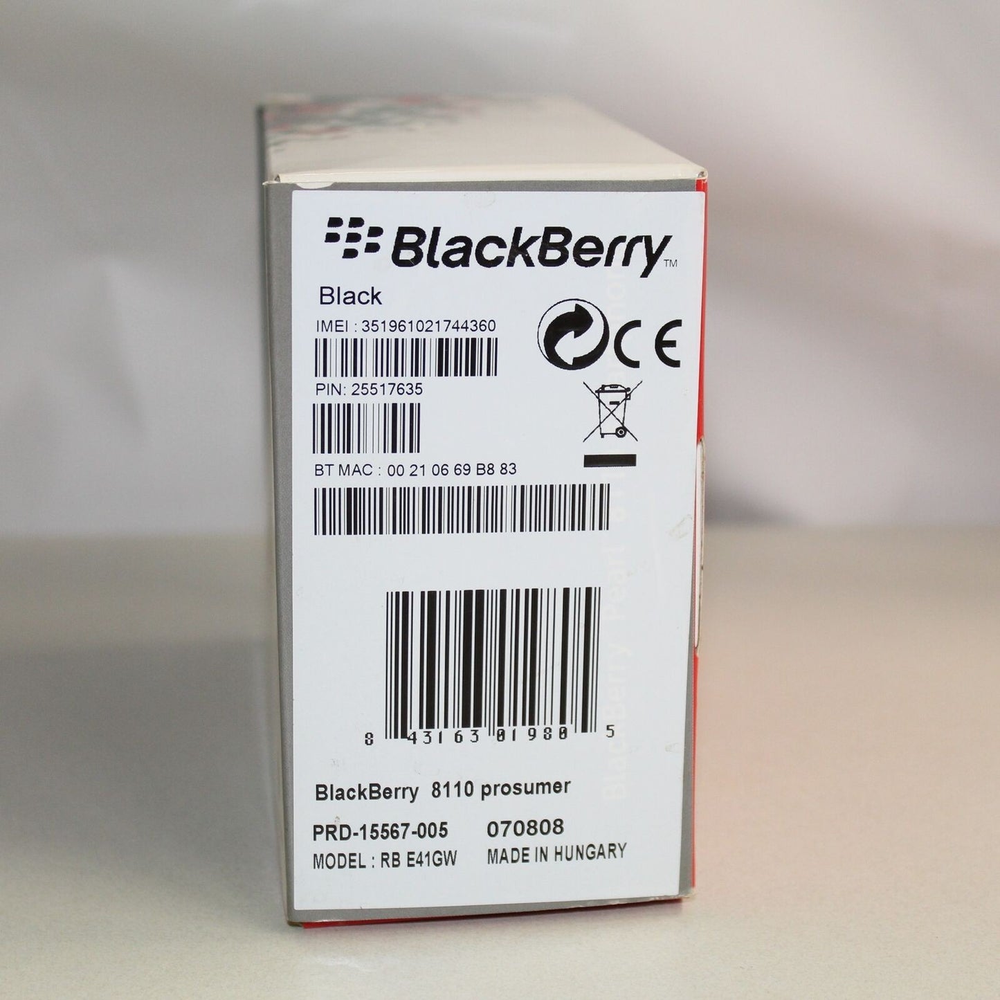 Rare Vintage Blackberry Pearl 8110 Vodafone Phone Black In Box