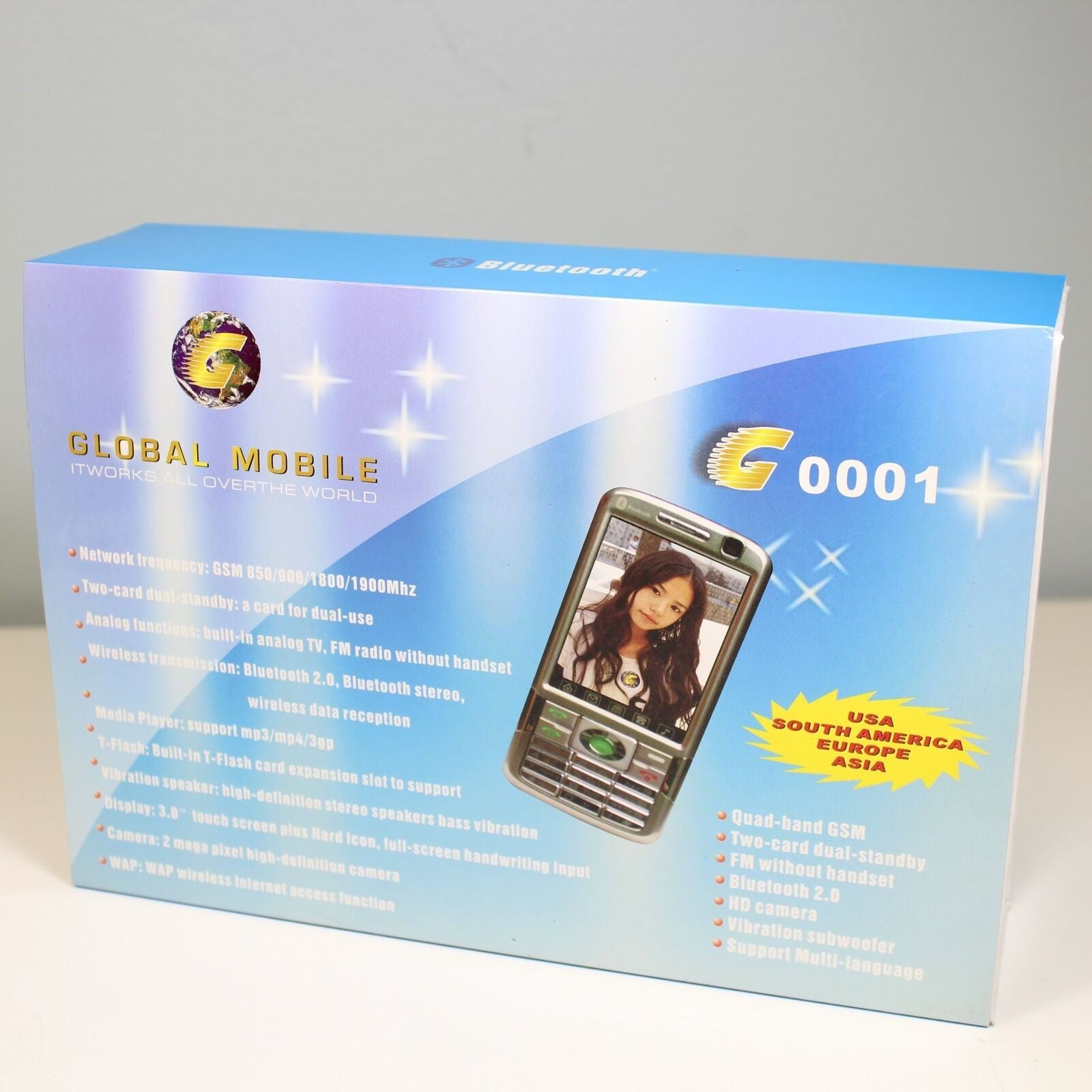 Unlocked Global Mobile Phone G0001 Silver International GSM Dual SIM In Box
