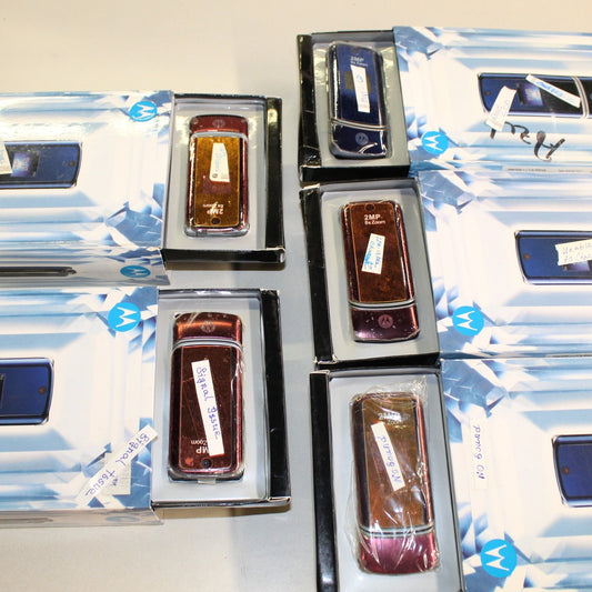 Vintage Motorola Moto KRZR K1 Blue Phone ASIS Lot of 5 Bundle For Parts In Box