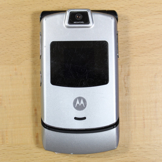 Vintage Motorola RAZR V3 Verizon Silver Cell Phone For Parts #129