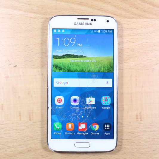 Samsung Galaxy S5 SM-G900v White Smartphone For Parts #298