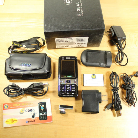 Rare Vintage Global Mobile G0006 Unlocked Phone Black In Box Collectible Bundle