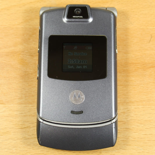 Rare Motorola RAZR V3 AT&T Camera Flip Phone Gray Vintage Collector Piece