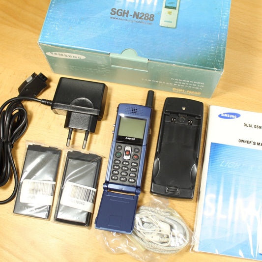 Rare Vintage Samsung SGH-N288 SLIM Olympics Blue Phone In Box International