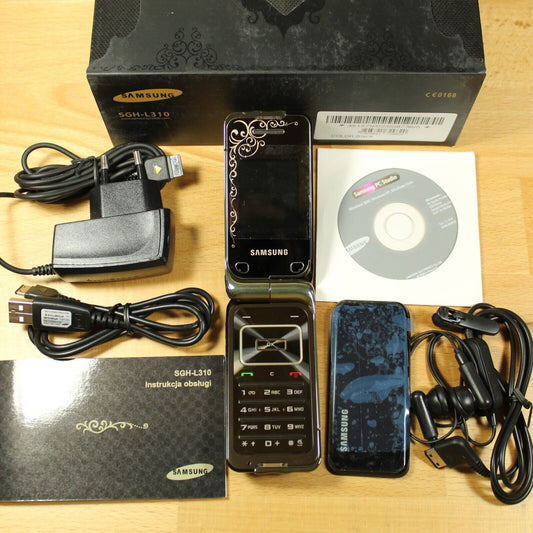 Rare Vintage Samsung SGH-L310 Phone Unlocked In Box Black Gold No Battery